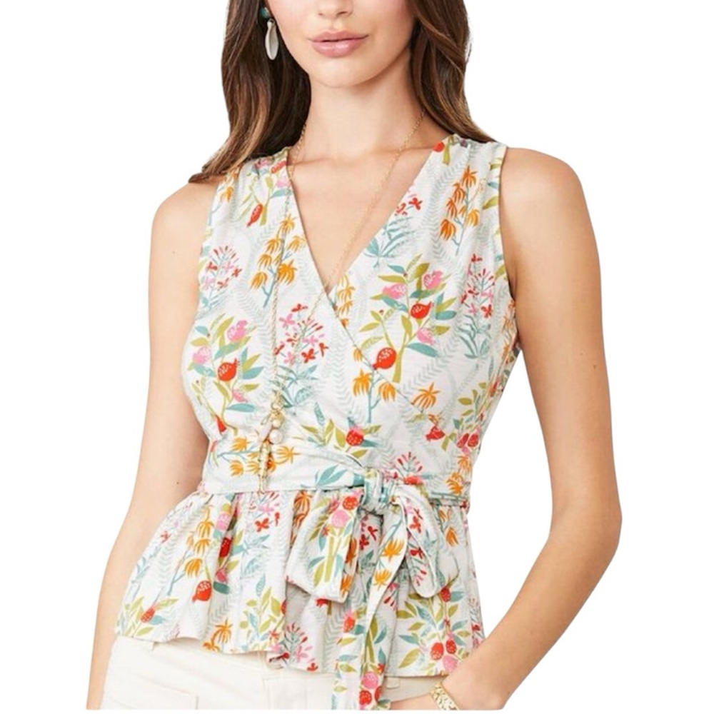 Spartina 449 Lorelei Wrap Top Queenie Topiary White
Size XL NEW/NWT